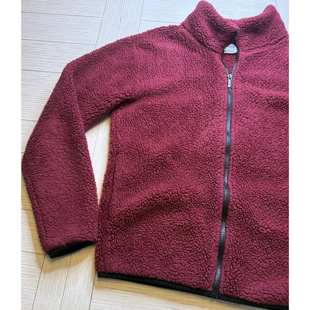 PINK Victoria's Secret Sherpa Maroon Teddy Full-Zip Jacket Cozy Gorpcore Outdoor - Picture 6 of 9